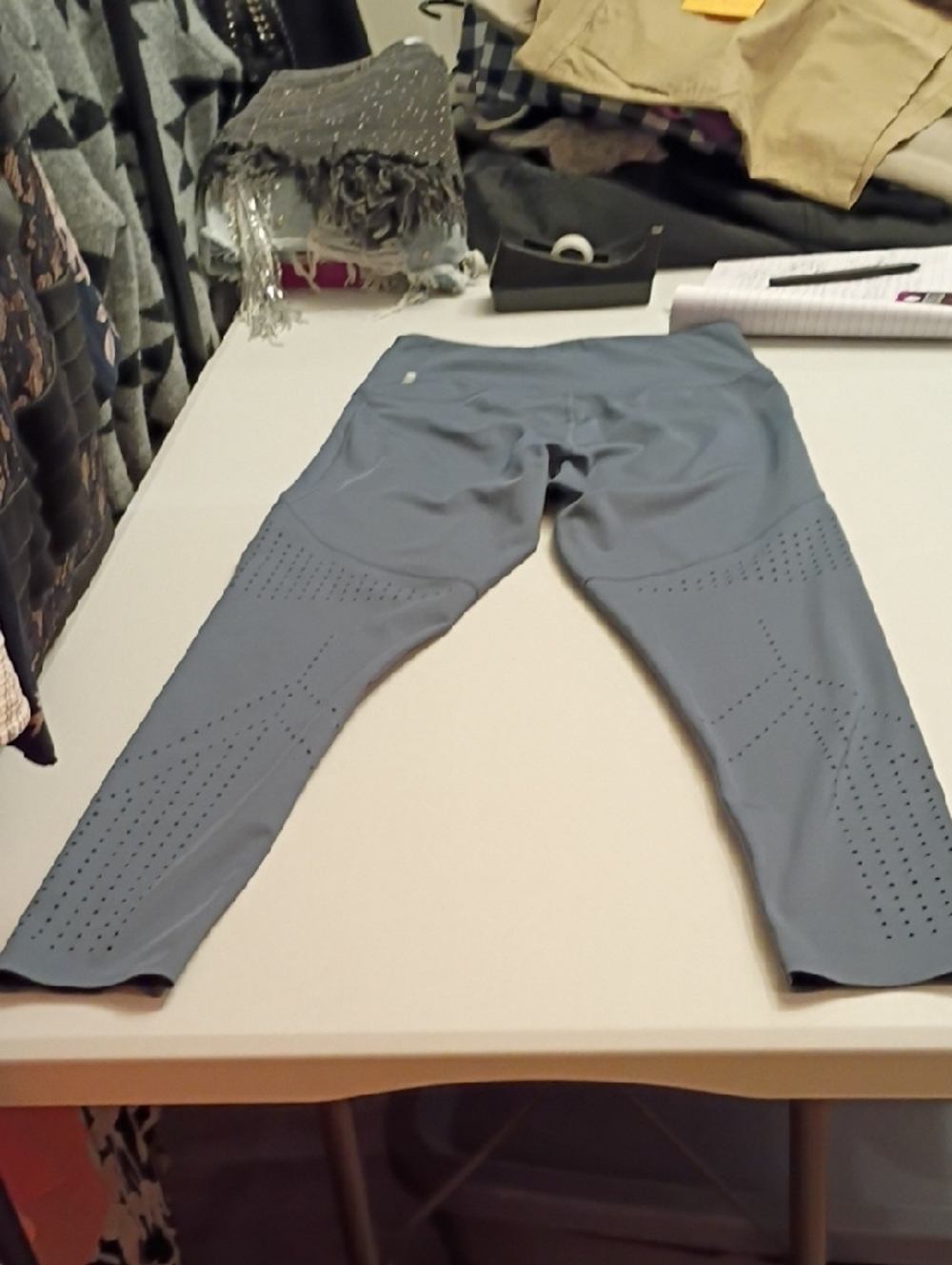 Zella Slate Blue Laser-Cut Cropped Leggings - Picture 10 of 16